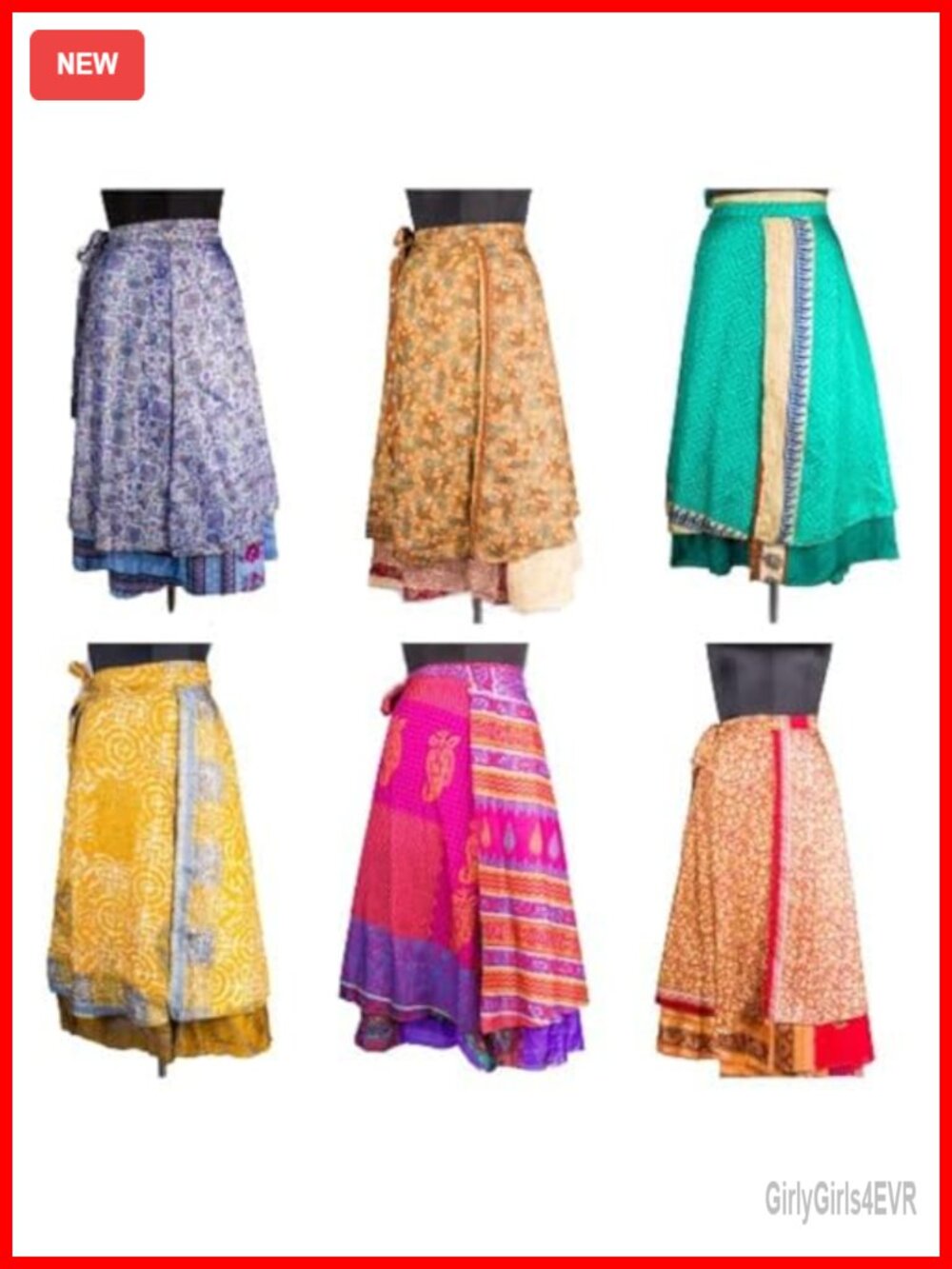 Long Silk Wrap Skirt Set of 5 Reversible Yoga Beach Festival